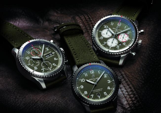 Military Green Fabric Straps Fake Breitling